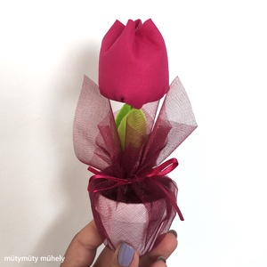 Cserepes tulipán organzával, többféle szín, Otthon & Életmód, Dekoráció, Virágdísz és tartó, Csokor & Virágdísz, Mindenmás, MESKA