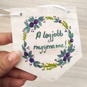 Feliratos tábla, A legjobb nagymama felirattal, Otthon & Életmód, Dekoráció, Fali és függő dekoráció, Felirat, Festett tárgyak, MESKA