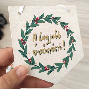 Feliratos tábla, A legjobb óvónéni felirattal, Otthon & Életmód, Dekoráció, Fali és függő dekoráció, Felirat, Festett tárgyak, MESKA