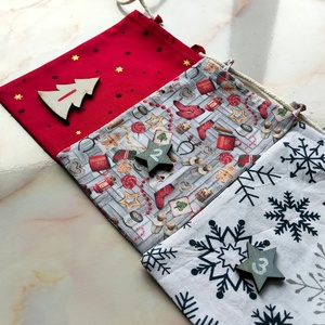 Adventi naptár zsákok kiegészítőkkel, egyedi összeállításban - karácsony - adventi díszek - adventi naptár - Meska.hu