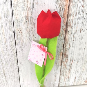 Esküvői köszönő ajándék, textil tulipán kísérő kártyával (több szín) - esküvő - emlék & ajándék - köszönőajándék - Meska.hu