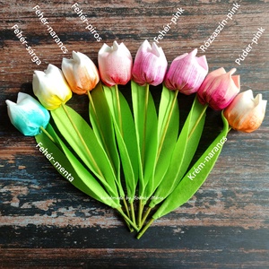 Festett textil tulipánok, örök csokor, rózsaszín-pink 12 szál/cs, születésnapi csokor - otthon & életmód - dekoráció - virágdísz és tartó - csokor & virágdísz - Meska.hu