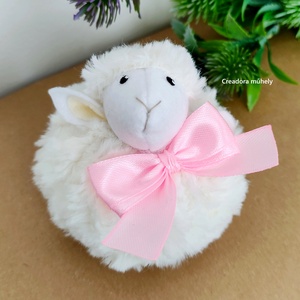 Plüss bárány rózsaszín masnival - otthon & életmód - dekoráció - dísztárgy - Meska.hu