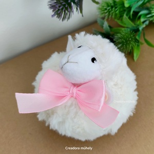 Plüss bárány rózsaszín masnival - otthon & életmód - dekoráció - dísztárgy - Meska.hu