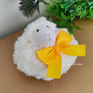 Plüss bárány narancssárga masnival, Otthon & Életmód, Dekoráció, Dísztárgy, Varrás, MESKA