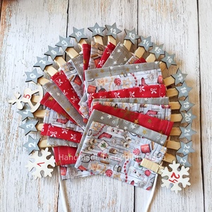 Adventi naptár, piros-szürke színek, többféle - karácsony - adventi díszek - adventi naptár - Meska.hu