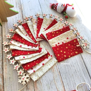 Adventi naptár, piros-fehér-arany, többféle, Karácsony, Adventi díszek, Adventi naptár, Festett tárgyak, Varrás, Hangulatos adventi naptár, apró ajándékoknak. A december 1-24 közötti, Adventi időszak minden napjá..., MESKA