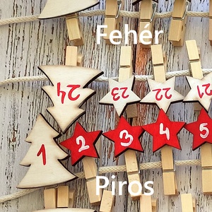 Adventi naptár, piros-fehér-arany, többféle - karácsony - adventi díszek - adventi naptár - Meska.hu
