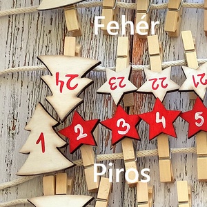 Adventi naptár, piros-natur színek, többféle - karácsony - adventi díszek - adventi naptár - Meska.hu