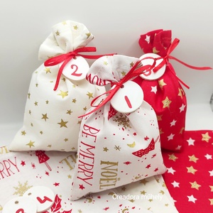 Adventi kalendárium, adventi naptár, piros-fehér-arany - több méret - Meska.hu