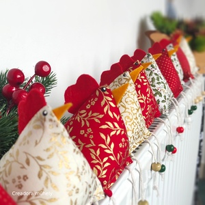 Karácsonyi textil tyúk - karácsony - karácsonyi lakásdekoráció - karácsonyfadíszek - Meska.hu