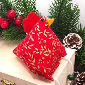 Karácsonyi textil tyúk - karácsony - karácsonyi lakásdekoráció - karácsonyfadíszek - Meska.hu