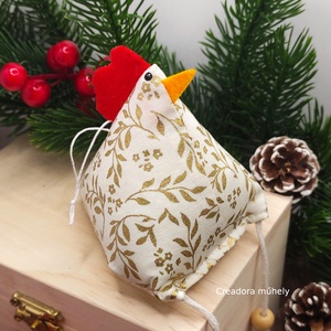 Karácsonyi textil tyúk, Karácsony, Karácsonyi lakásdekoráció, Karácsonyfadíszek, Varrás, MESKA