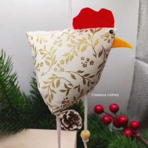 Karácsonyi textil tyúk - karácsony - karácsonyi lakásdekoráció - karácsonyfadíszek - Meska.hu