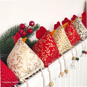 Karácsonyi textil tyúkok 2 db/cs - karácsony - karácsonyi lakásdekoráció - karácsonyfadíszek - Meska.hu