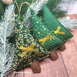 Karácsonyfa függő dísz, textil fenyőfa csomag zöld 3 darabos - Meska.hu