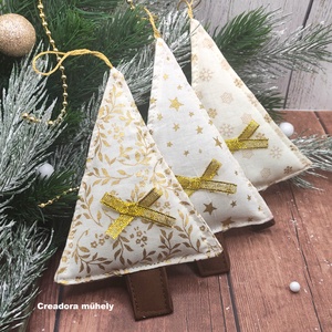 Karácsonyfa függő dísz, textil fenyőfa csomag krémszín 3 darabos - Meska.hu