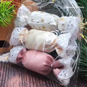 Textil szaloncukor ajándékcsomag, pasztell - karácsony - karácsonyi lakásdekoráció - karácsonyfadíszek - Meska.hu