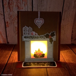 Karácsonyi kandalló világító képeslap - karácsony - karácsonyi ajándékozás - karácsonyi képeslap, üdvözlőlap, ajándékkísérő - Meska.hu