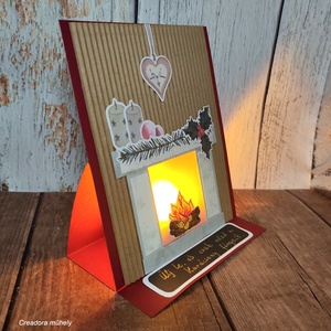 Karácsonyi kandalló világító képeslap - karácsony - karácsonyi ajándékozás - karácsonyi képeslap, üdvözlőlap, ajándékkísérő - Meska.hu