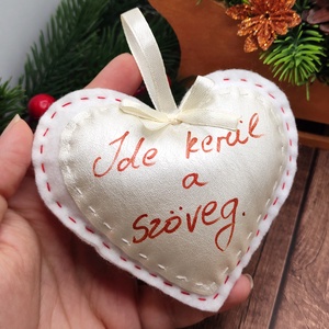 Karácsonyi szív függő dísz, egyedileg, saját kezűleg írható - karácsony - karácsonyi lakásdekoráció - karácsonyfadíszek - Meska.hu