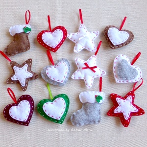 Karácsonyi filc dísz, ajándék kísérő, többféle  - karácsony - karácsonyi lakásdekoráció - karácsonyfadíszek - Meska.hu