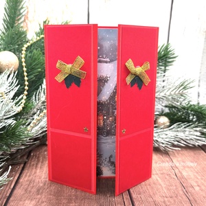 Karácsonyi ajtó képeslap - karácsony - karácsonyi ajándékozás - karácsonyi képeslap, üdvözlőlap, ajándékkísérő - Meska.hu