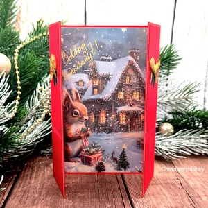 Karácsonyi ajtó képeslap - karácsony - karácsonyi ajándékozás - karácsonyi képeslap, üdvözlőlap, ajándékkísérő - Meska.hu