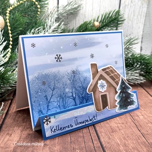 Karácsonyi képeslap mézeskalács házikóval - karácsony - karácsonyi ajándékozás - karácsonyi képeslap, üdvözlőlap, ajándékkísérő - Meska.hu