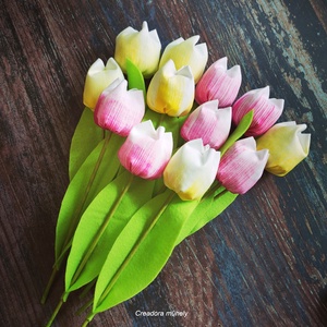 Textil tulipán csokor 12 szál, többféle - otthon & életmód - virágdekoráció - virágok - virágcsokor - Meska.hu