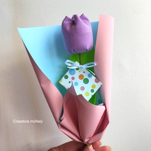 Textil tulipán csomagolva, kísérő kártyával több színben - Meska.hu