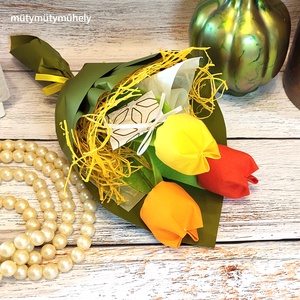 Tulipán csokor, örök csokor 3 szál textil tulipán több színben - otthon & életmód - virágdekoráció - virágok - virágcsokor - Meska.hu