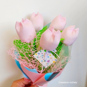 Textil tulipán csokor, egyszínű 5 szálas választott színben - otthon & életmód - virágdekoráció - virágok - virágcsokor - Meska.hu