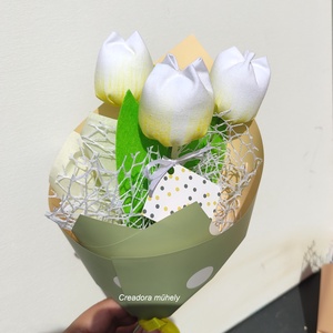 Textil tulipán csokor, 3 szál/cs, örökcsokor, többféles szín - otthon & életmód - virágdekoráció - virágok - virágcsokor - Meska.hu