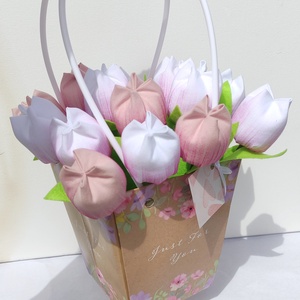 Virágtáska textil tulipánokkal - otthon & életmód - virágdekoráció - virágok - virágbox - Meska.hu