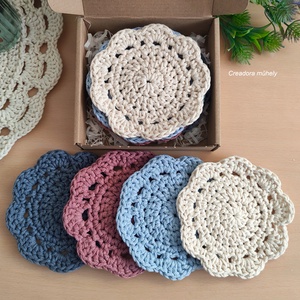 Horgolt poháralátét csomag egyedi színösszeállításban, Otthon & Életmód, Konyhafelszerelés, tálalás, Tálalás, Tányér- és poháralátét, Horgolás, MESKA