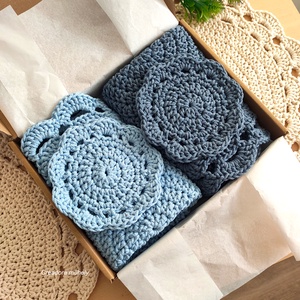 Horgolt pohár- és tányéralátét csomag választott színben - otthon & életmód - konyhafelszerelés, tálalás - tálalás - tányér- és poháralátét - Meska.hu