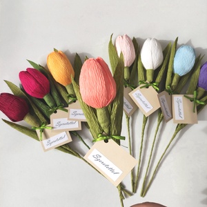 Tulipán kísérőkártyával, szálas papír virág (1 db), Otthon & Életmód, Virágdekoráció, Virágok, Szálas virág, Papírművészet, Virágkrepp papírból készült tulipán kísérőkártyával, választható színeben. 
Alternatíva vágott virá..., MESKA
