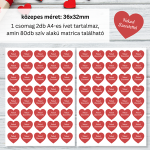 Neked szeretettel feliratú szív alakú matrica - otthon & életmód - papír, írószer - matrica, matrica csomag - Meska.hu