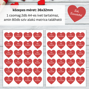 Sok szeretettel feliratú szív alakú matrica - otthon & életmód - papír, írószer - matrica, matrica csomag - Meska.hu
