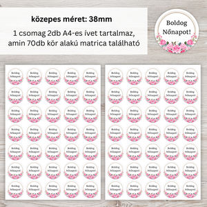 Boldog Nőnapot feliratú matrica/ Rózsa  - otthon & életmód - papír, írószer - matrica, matrica csomag - Meska.hu