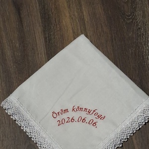 Örömkönny fogó kendő , Esküvő, Emlék & Ajándék, Köszönőajándék, Hímzés, Varrás, MESKA