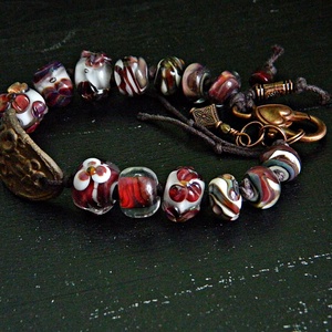 Rusztikus virágos lámpagyöngy karkötő, MURÁNÓI ÜVEGékszer - ékszer - karkötő - gyöngyös karkötő - Meska.hu