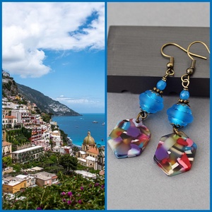 Positano - azúrkék lámpagyöngy fülbevaló, MURÁNÓI ÜVEGékszer - ékszer - fülbevaló - lógó fülbevaló - Meska.hu
