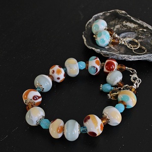 Riviera - tengerparti hangulatú egyedi lámpagyöngy ékszerszett, MURÁNÓI üveg ékszer, klasszikus stílusú üvegékszer szett, Ékszer, Ékszerszett, Ékszerkészítés, Üvegművészet, MESKA