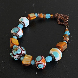 Riviera - tengerparti hangulatú egyedi lámpagyöngy karkötő, MURÁNÓI üveg ékszer, klasszikus stílusú üvegékszer  - Meska.hu