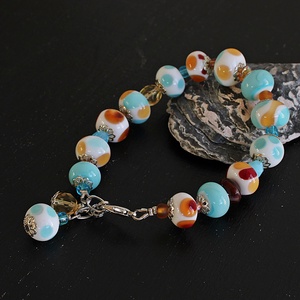 Riviera - tengerparti hangulatú egyedi lámpagyöngy karkötő, MURÁNÓI üveg ékszer, klasszikus stílusú üvegékszer  - ékszer - karkötő - gyöngyös karkötő - Meska.hu