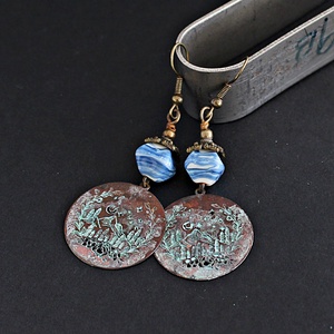 Galya-tető - rusztikus lámpagyöngy fülbevaló, MURÁNÓI ÜVEGékszer - ékszer - fülbevaló - lógó fülbevaló - Meska.hu