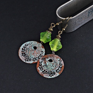 Dobogókő - rusztikus lámpagyöngy fülbevaló, MURÁNÓI ÜVEG ékszer - ékszer - fülbevaló - lógó fülbevaló - Meska.hu