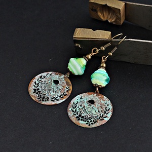 Szalajka - rusztikus lámpagyöngy fülbevaló, MURÁNÓI ÜVEGékszer - ékszer - fülbevaló - lógó fülbevaló - Meska.hu